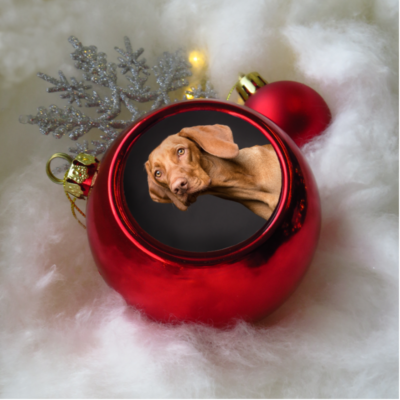 Weihnachtkugel mit Foto "rot"